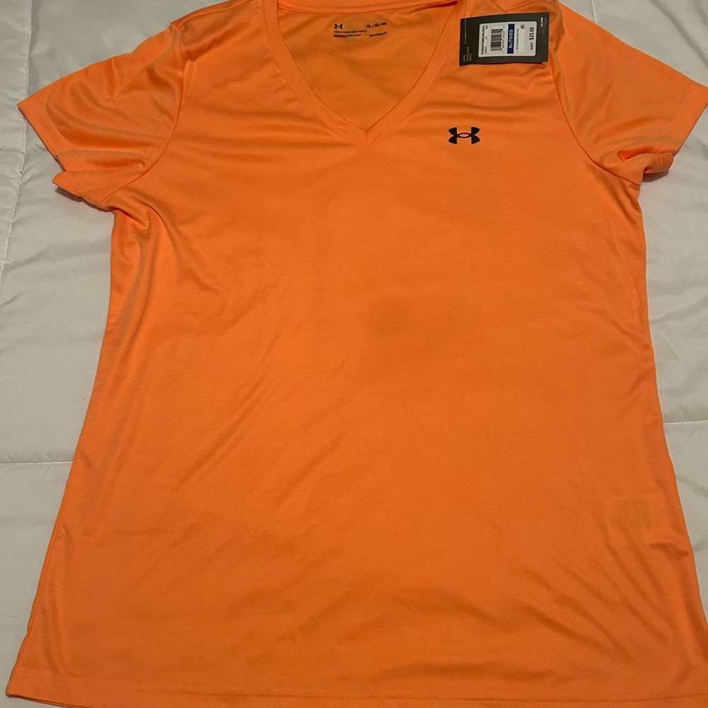 Under Armour Women's Bright Orange V-Neck Tee